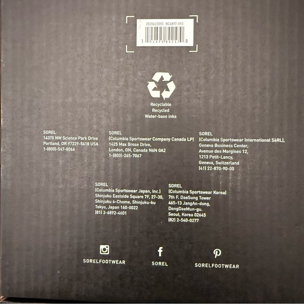 Sorel Explorer Lace WP Children’s Waterproof Insulated Boots Jet Black Size 10 - Picture 12 of 12